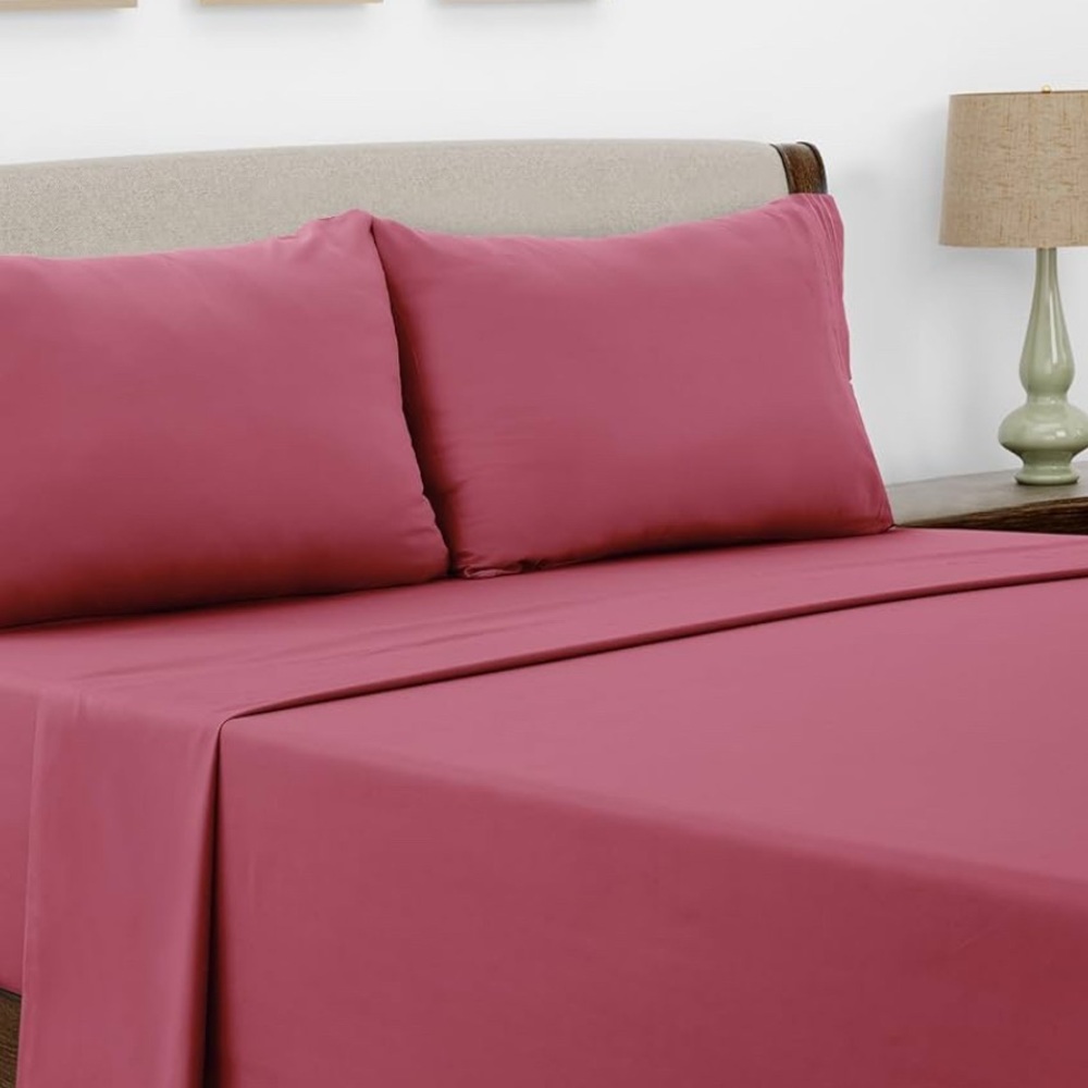 Elegant Burgundy Bedding King Sheet Set